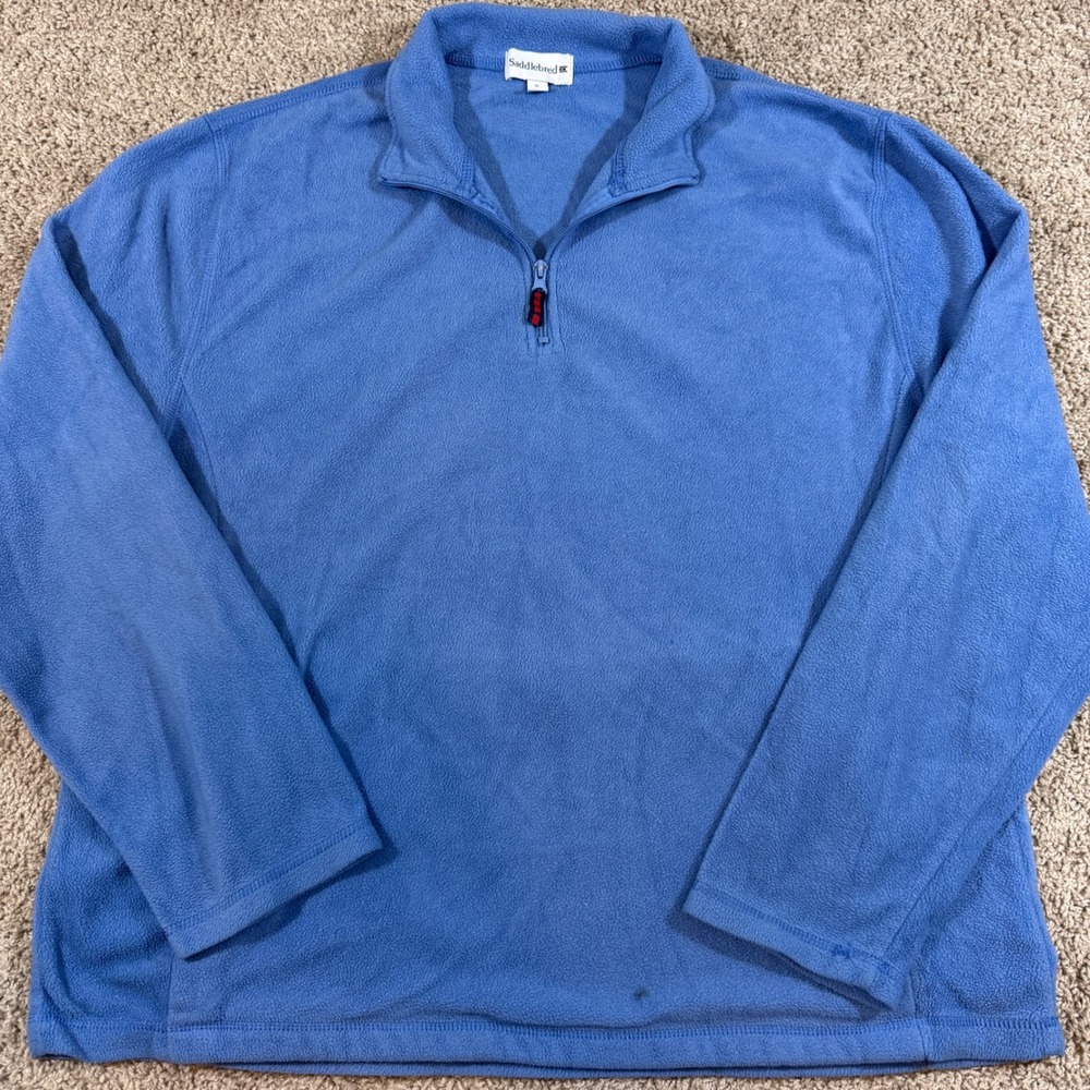 Saddlebred Fleece Pullover Mens XL Blue Good Quarter Zip Mock Neck Pocket Jacket